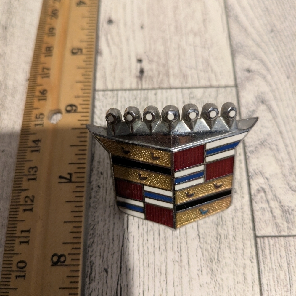 Cadillac Emblem Badge - Red, Gold, Silver